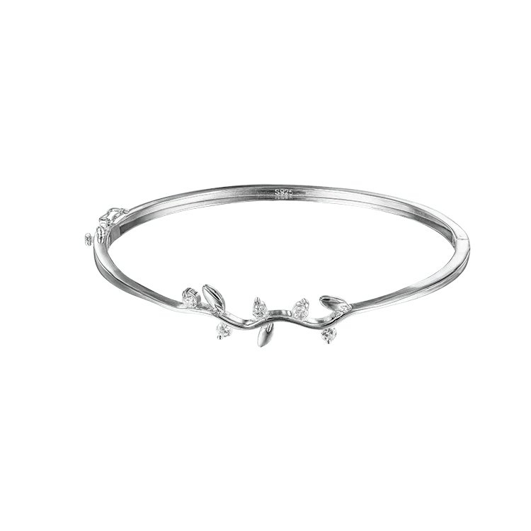 Armring stilrent med stenar i silver med kistlås