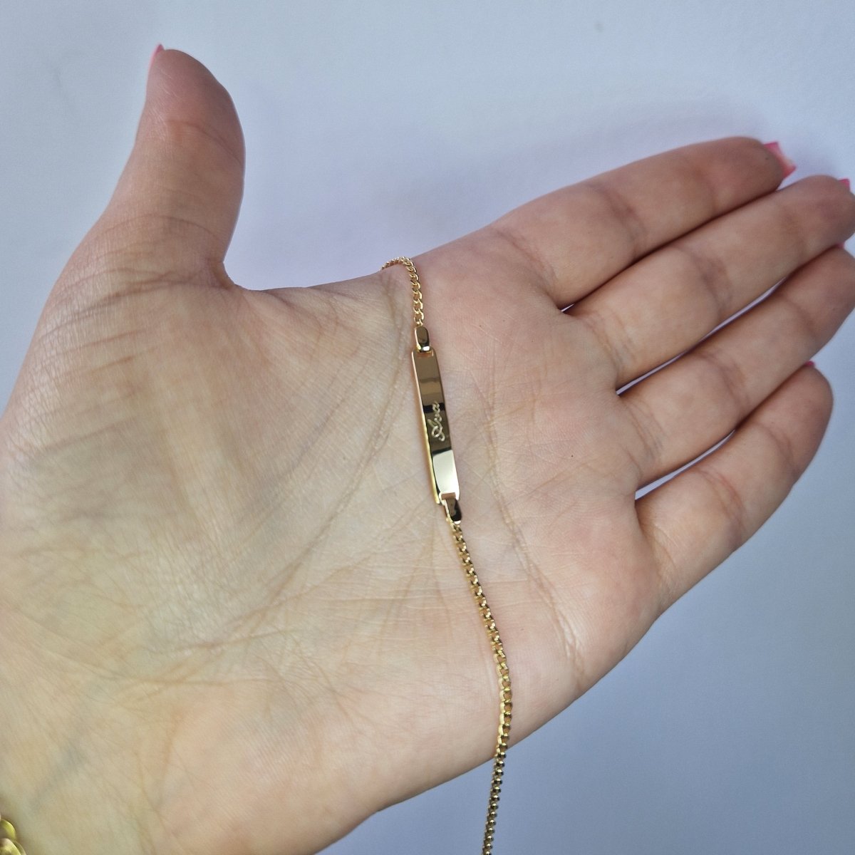 Barn armband 18k guld - Gravyr platta