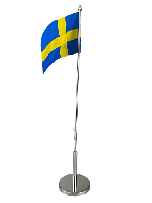 Flaggstång kromfinish med svensk handsydd flagga