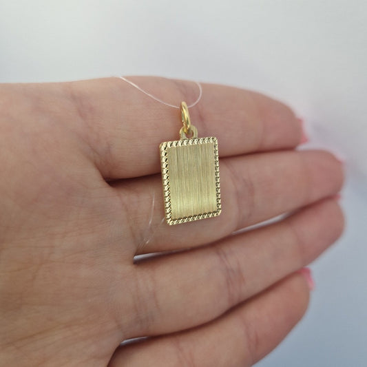 Gravyr bricka matt rektangulär förgylld