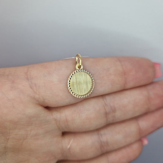 Gravyr bricka matt rund förgylld