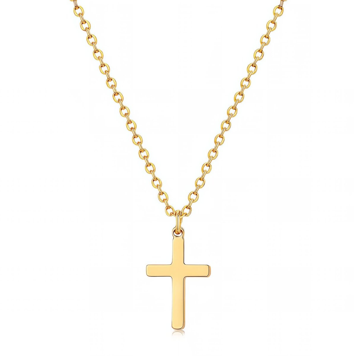 Halsband stilrent kors i rostfritt stål - 18k guldpläterad