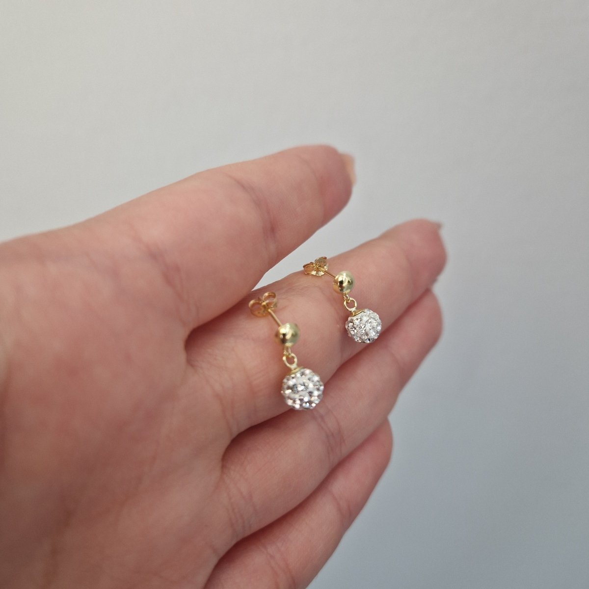 Hängande örhängen med kulor kristall spröda 18k guld