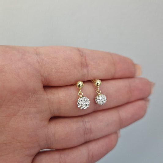 Hängande örhängen med kulor kristall spröda 18k guld