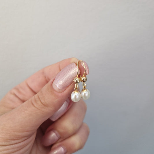 Hängande Pärlörhängen 18k guld