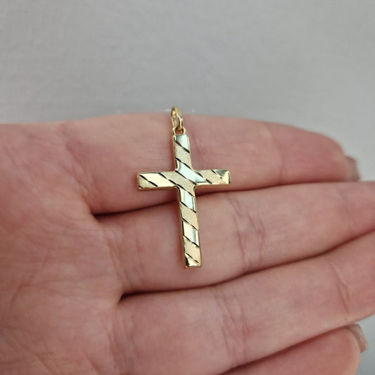 Hänge glittrigt kors 18k guld