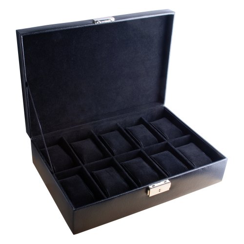 Klock etui för 10 klockor svart konstläder