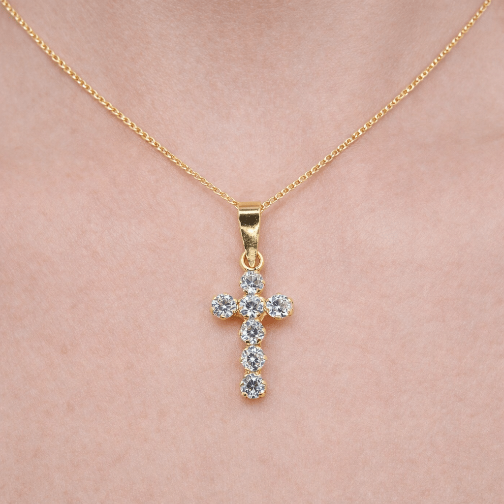 Kors 18k guld med cubic zirkonia kristaller