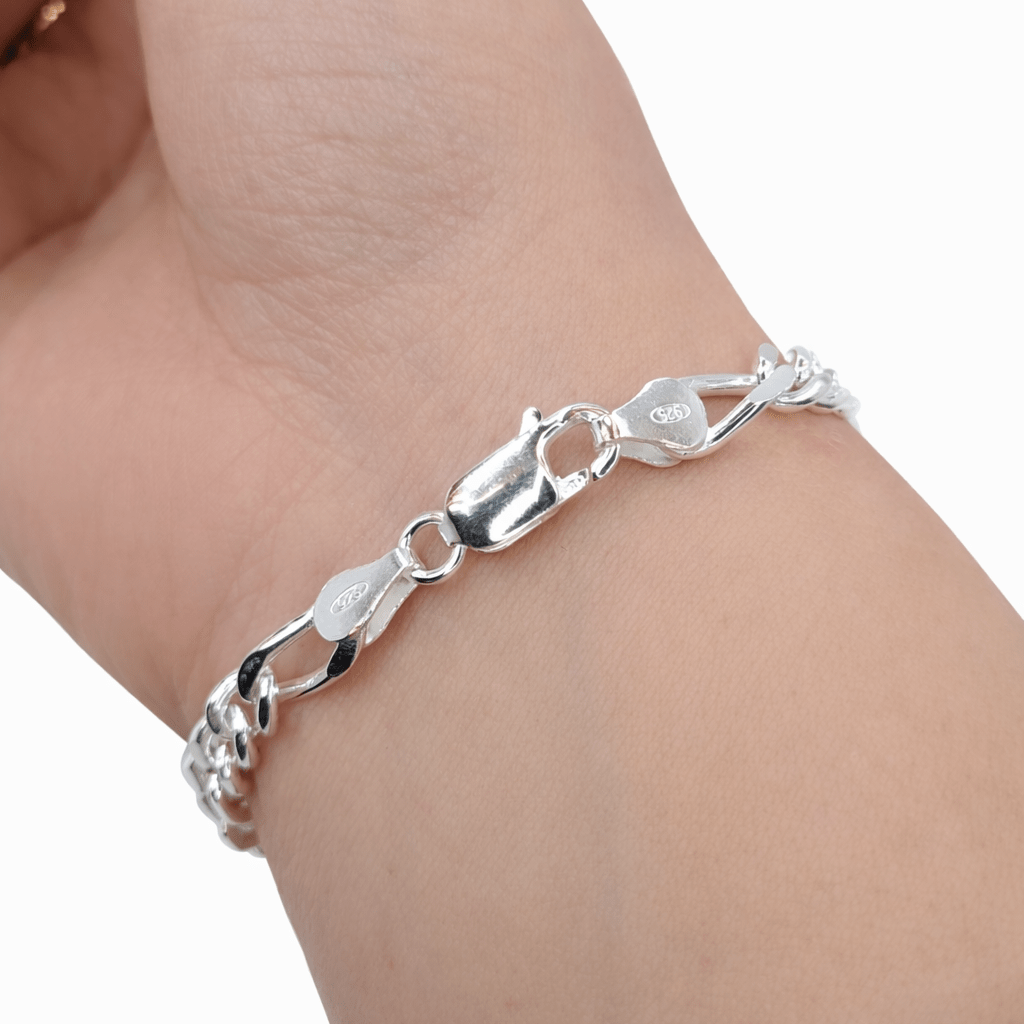 Kraftigt silver armband Figaro