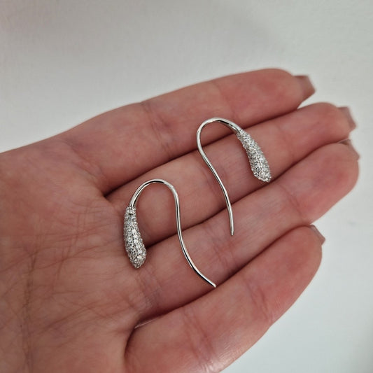 Örhänge med krok i silver & 18k vitgulds pläterade