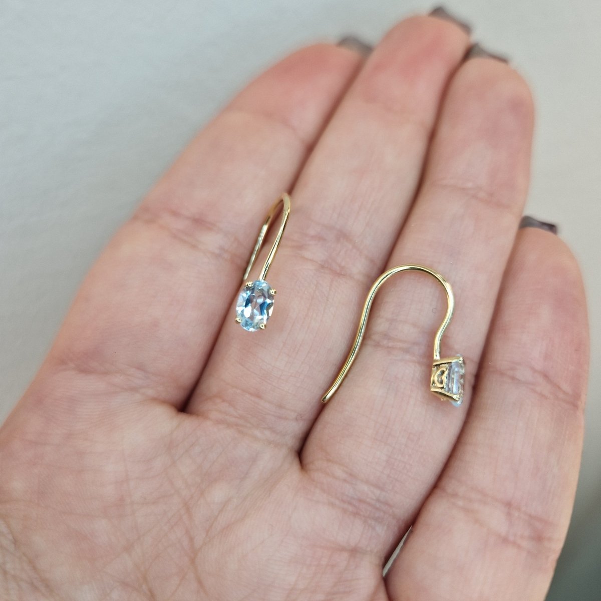 Örhängen äkta guld med blå Topas