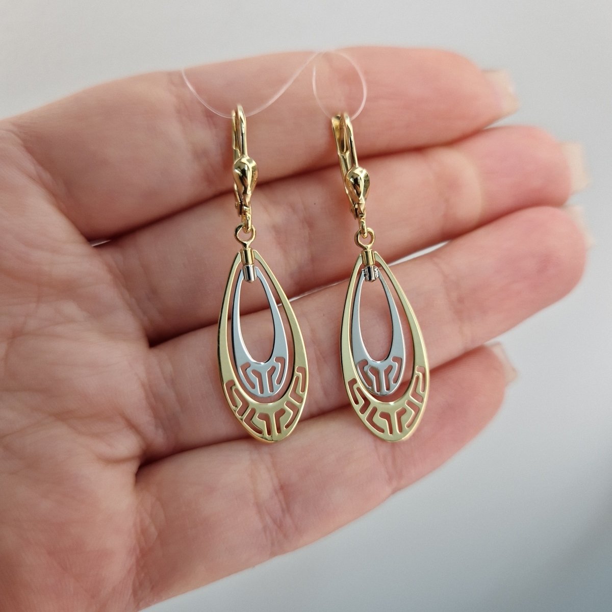 Örhängen hängande tvåfärgat 18k guld droppformande