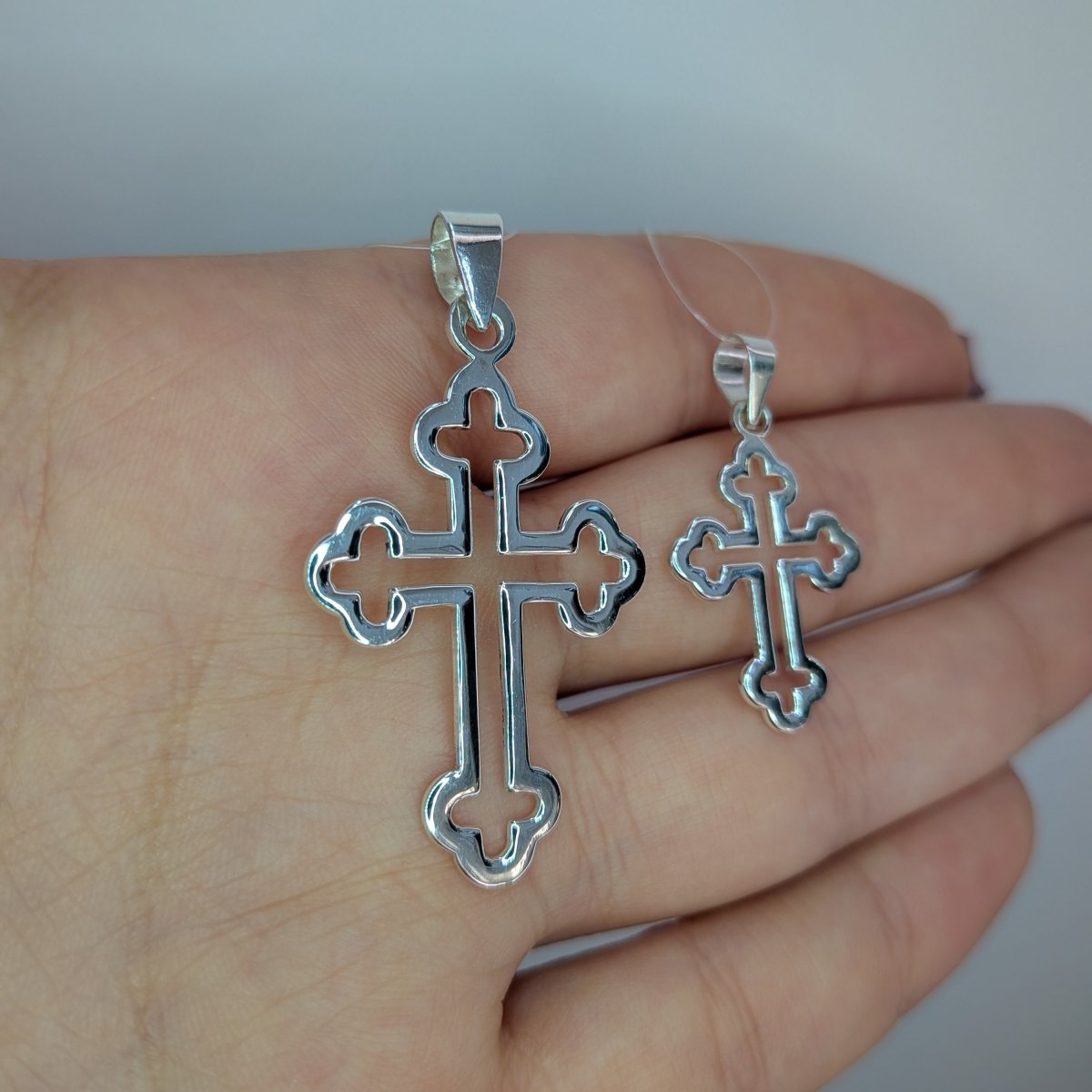 Ortodoxa korset genombrutet äkta silver
