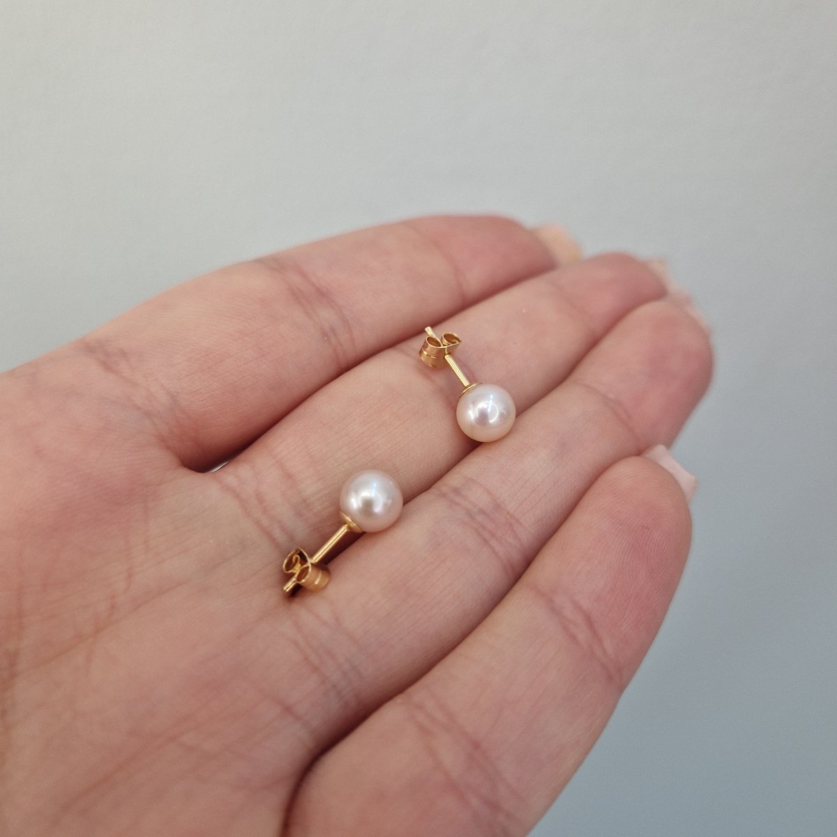 Pärlörhängen rosa 18k äkta guld