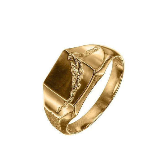 Unik klackring i 18k guld riven design