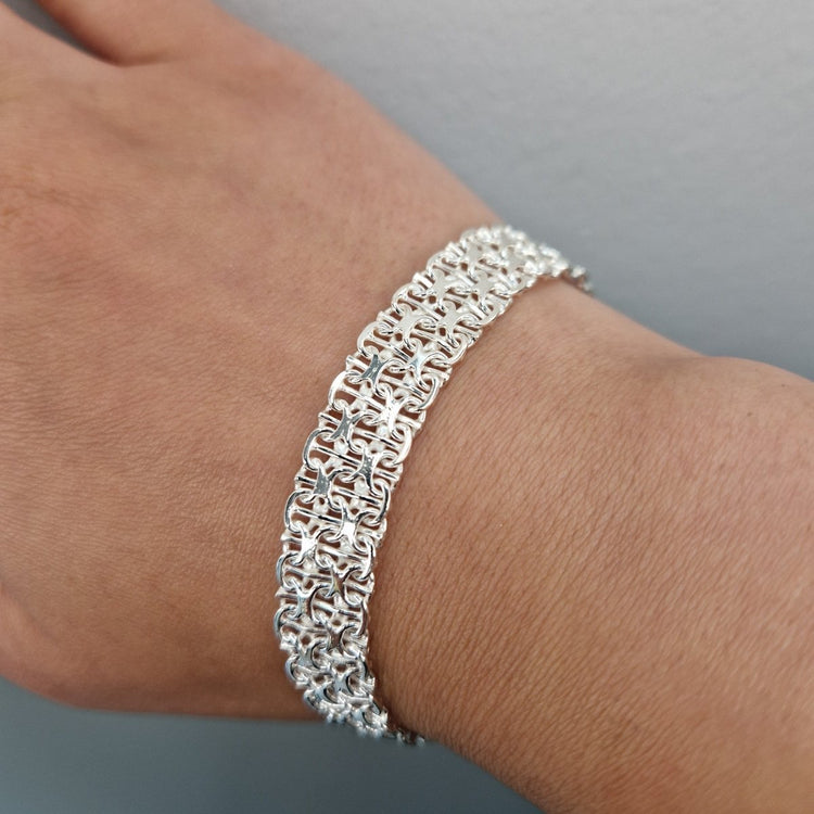 Massivt silver x-länk armband