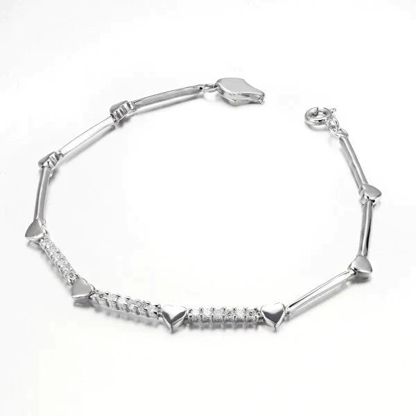 Stelt silver armband med stenar