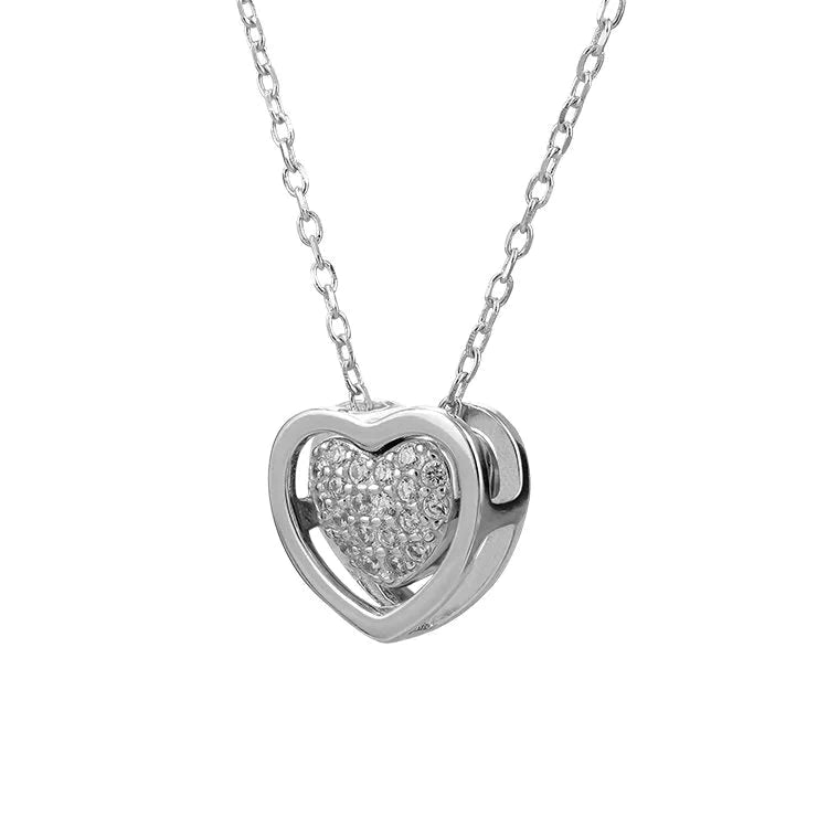 Stensprött silverhjärta inklusive kedja