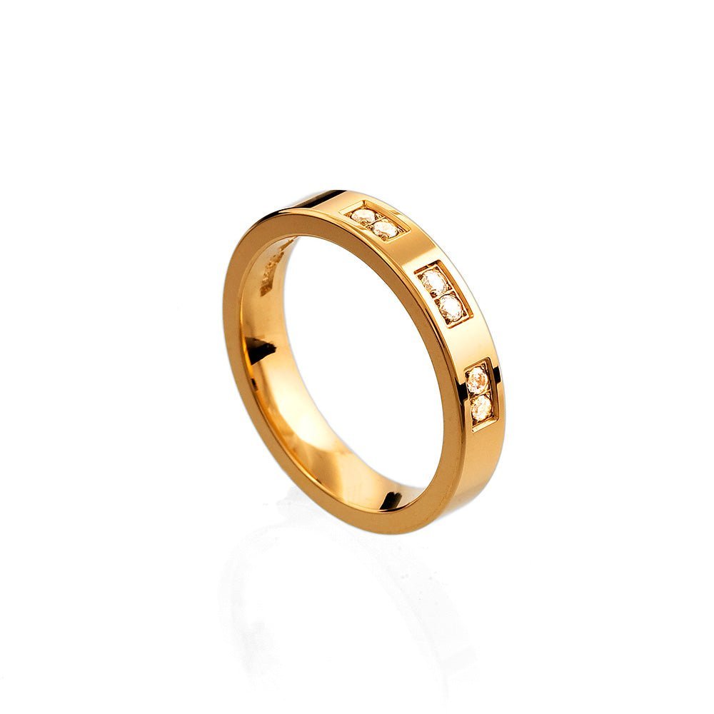 Elegant vigselring med 6 diamanter i 18k guld
