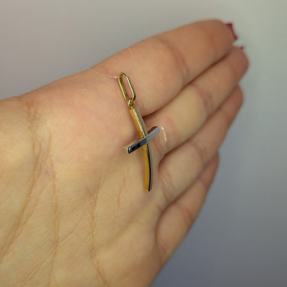 18k Tvåfärgat guld kors