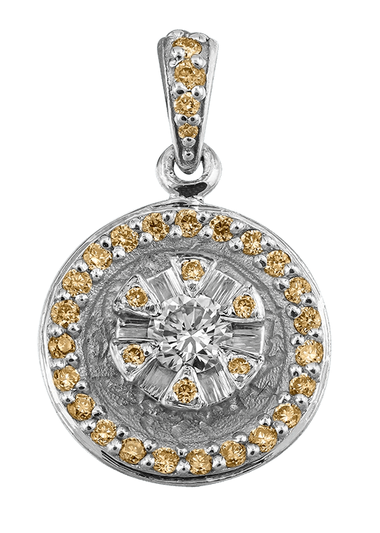 Diamant hängsmycke i 18k vitguld med gula & vita diamanter