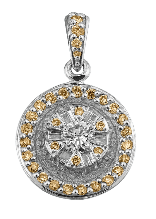 Diamant hängsmycke i 18k vitguld med gula & vita diamanter