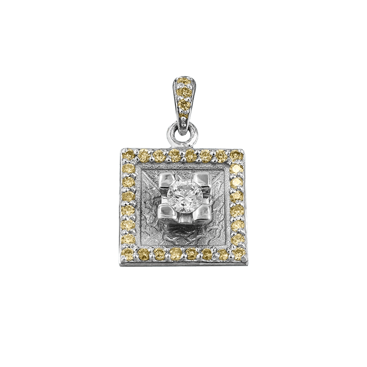 Diamant hängsmycke kvadrat i 18k vitguld