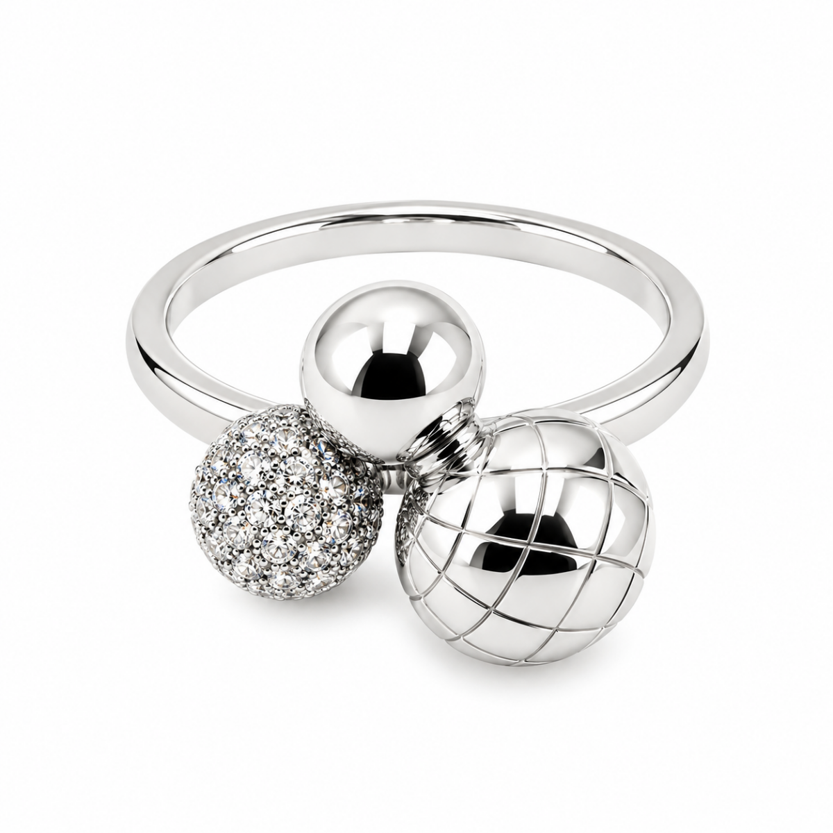 Glittrande silver ring med kulor elegant utförande