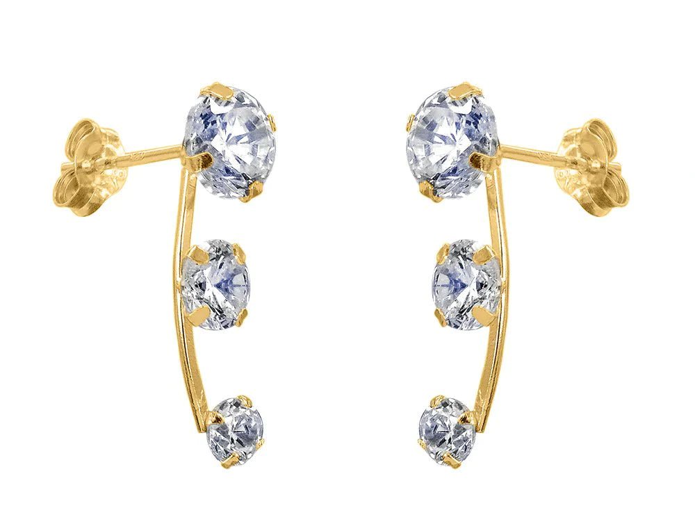 Guldörhänge tre stenar fallande storlekar