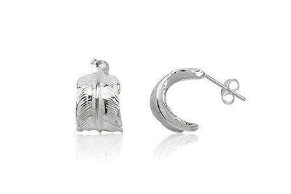 Halv creoler fjäder sterling silver