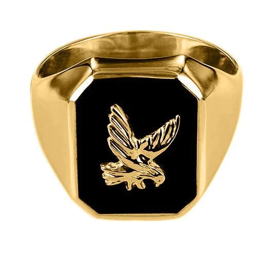 Klackring Örn och onyx i 18k guld