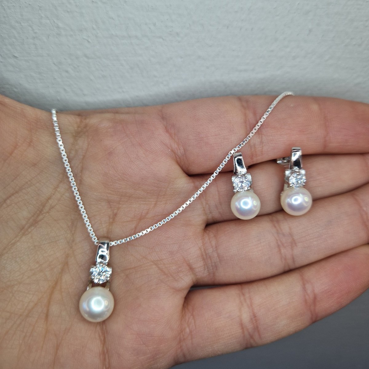 Silver halsband Pärla & kristall