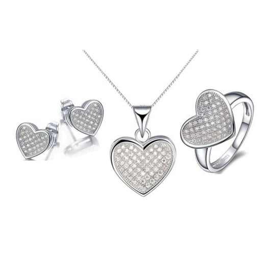 Silver set hjärta med Swarovski kristaller