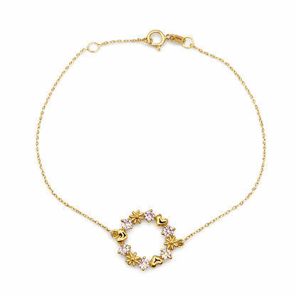 Armband krans och stenar 18k guld