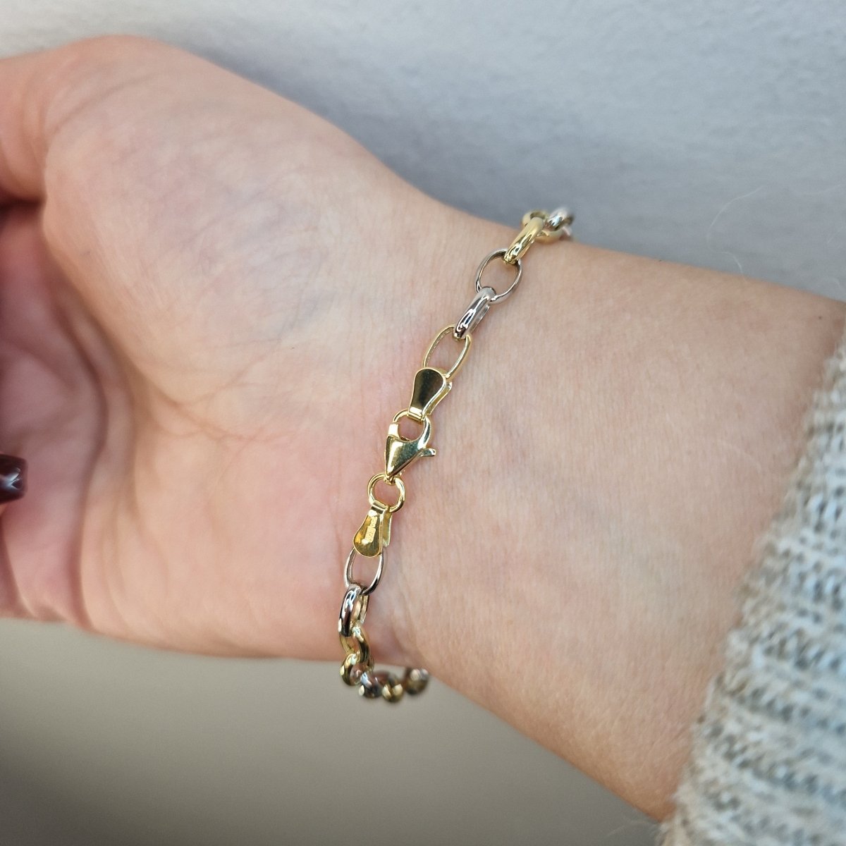 Armband ovala ringar tvåfärgat guld