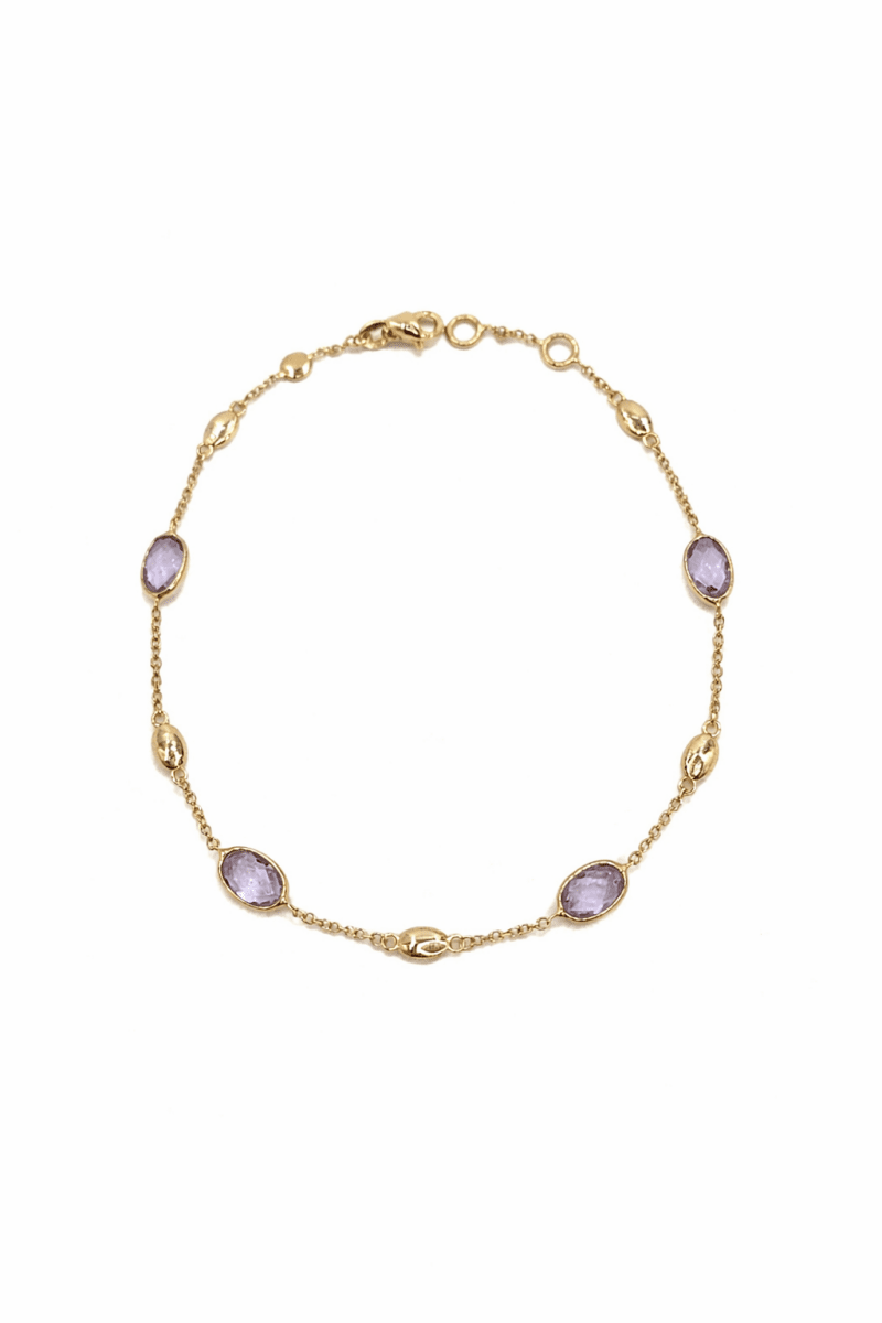Armband Ovala ametister 18k guld