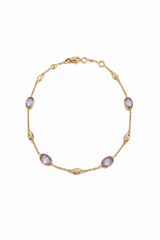 Armband Ovala ametister 18k guld