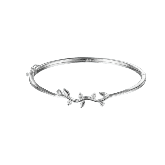 Armring stilrent med stenar i silver med kistlås