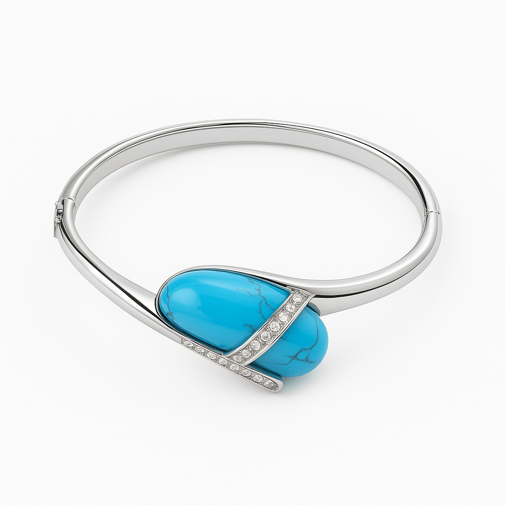 Armring med turkos & stenar - Sterling silver