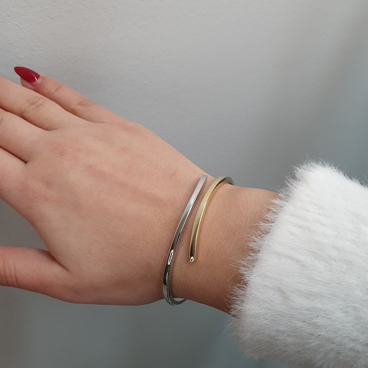 Armring tvåfärgat 18l guld blank design