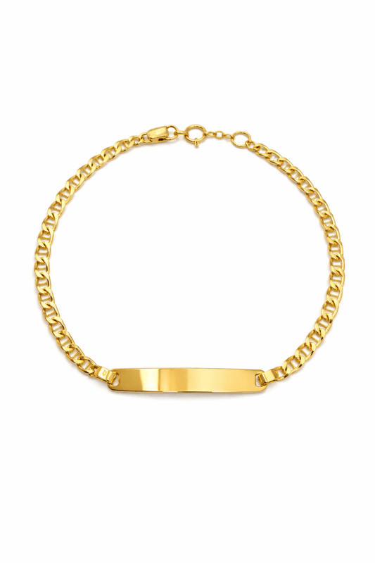 Barn armband med gravyr platta 18k guld