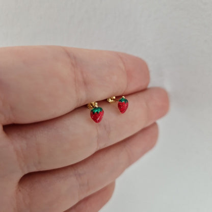 Barn örhängen guld färgglad Jordgubbe 