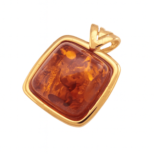 Bärnstens hänge i förgyllt sterling silver