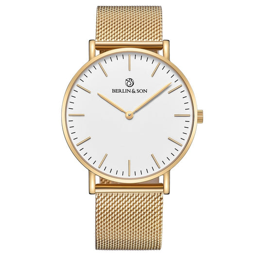 Berlin & Son - White & Gold Mesh 40mm