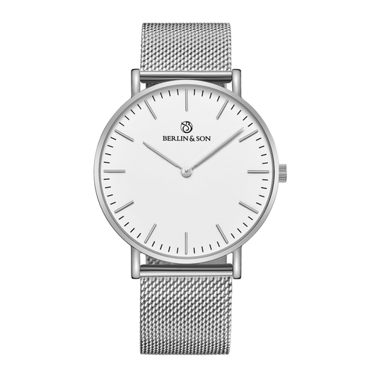 Berlin & Son - White & Silver Mesh 40mm