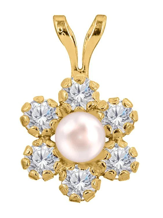 Blomma med vit pärla & kristaller