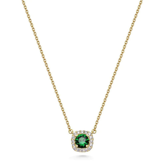Carmose halsband med grön sten