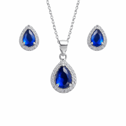 Carmose SET - Blå Silver 925 med Zirconia stenar