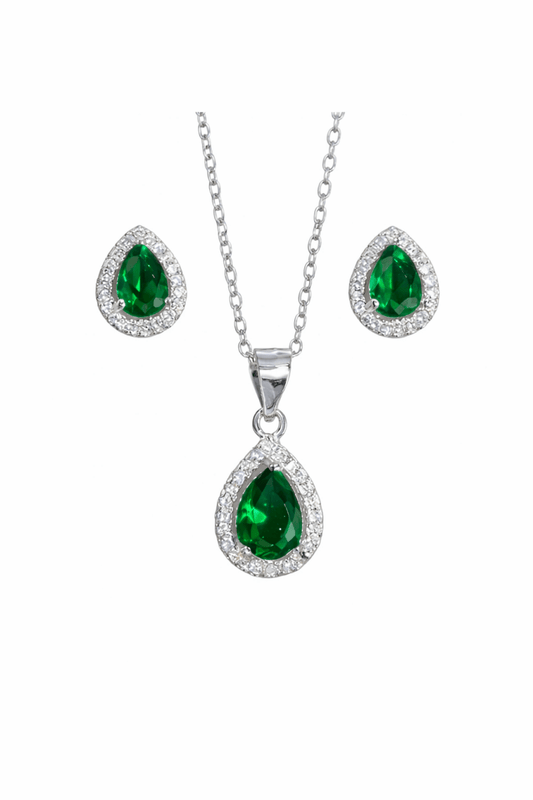 Carmose SET - Grön Silver 925 med Zirconia stenar