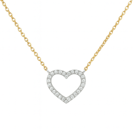 collier tvåfärgat 18k guld med hjärta